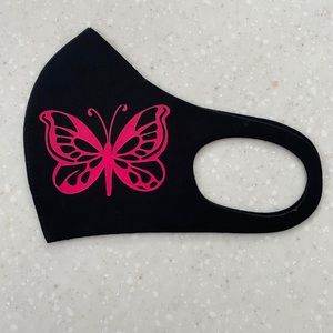 FACE MASK WITH 2 PINK NEON BUTTERFLIES
